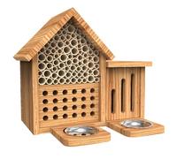 Mason Bee House Wooden Butterfly House with Feeders and Metal Stake, Insect Hotel for Garden Backyard, Natural Handmade Waterproof Bugs House, Attracts Bee, Butterfly, Ladybirds Pollinators