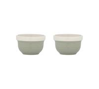 Mason Cash Bakers Options | Earthenware Sage Green & White | Classic Bakeware for Dough, Pastry & Cake Mixing | Dishwasher & Freezer Safe (Mini Prep Bowls Set 2)