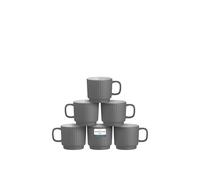 Mason Cash Embossed Line Set Of 6 Mugs Charcoal In Grey Grey One Size