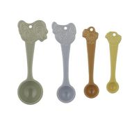 Mason Cash Home to Roost 4-Piece Measuring Spoon Set Stoneware Folk-Inspired Hen and Cockerel Style, Ergonomic Handles