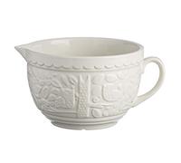 Mason Cash in The Forest Owl Batter Bowl 2 Litre | Cream Stoneware Mixing & Pouring Bowl for Batter Mixes, Embossed Woodland Design