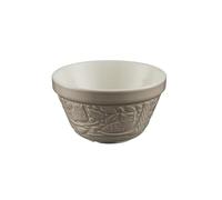 Mason Cash in The Forest Owl Pudding Basin 16cm S36 | Stone Grey Stoneware Steaming Bowl with Protruding Rim & Embossed Woodland Design