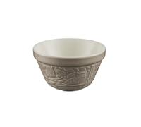 Mason Cash in The Forest Owl Pudding Basin 16cm S36 | Stone Grey Stoneware Steaming Bowl with Protruding Rim & Embossed Woodland Design