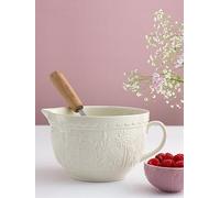 Mason Cash in The Meadow Batter Bowl 1.9L | Stoneware Mixing Bowl with Handle & Pouring Lip in Embossed Floral Design - Ideal for Whisking, Mixing & Pouring | Dishwasher Safe