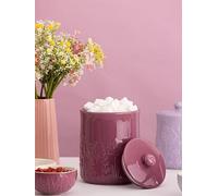Mason Cash In the Meadow Medium Storage Jar 1.85 Litre Embossed Floral Design, Durable Stoneware, Airtight Lid - Ideal for Biscuits, Cookies, Rice, Flour - Classic Kitchen Storage