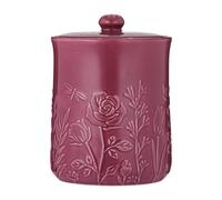 Mason Cash In the Meadow Medium Storage Jar 1.85 Litre Embossed Floral Design, Durable Stoneware, Airtight Lid - Ideal for Biscuits, Cookies, Rice, Flour - Classic Kitchen Storage