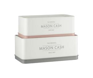 Mason Cash Innovative Kitchen Set of 2 Storage Tins | Nesting Cake & Loaf Tins with Elevated Base for Serving | Ideal for Cakes, Breads, Cookies & Muffins