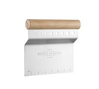 Mason Cash Innovative Kitchen Stainless Steel Bench Sc/Ruler Measure/Dough Cutter with Integrated Herb Stripper and Wooden Handle