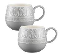 Mason Cash Impressions Durable Stoneware 350ml Grey Leaf Mug, Ceramic, 13 x 9.7 x 8.4 cm, 2001.880