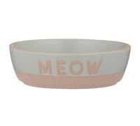 Mason Cash: Meow Cat Bowl - 5.1", 10.1oz - Green & Tan - Durable Ceramic Food & Water Dish, Microwave & Dishwasher Safe, Pet Meal Feeding & Hydration