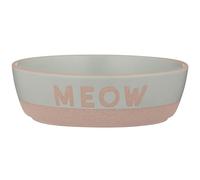 Mason Cash Meow Cat Bowl - 5.1" Ceramic Pet Food & Water Dish - Green | Chip-resistant stoneware feeding station with 10.1oz capacity; microwave and dishwasher safe for easy daily cleaning
