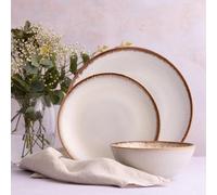 Mason Cash Reactive Cream Stoneware Dinner Set | 12-Piece Tableware Collection with Reactive Glaze Finish | Includes 4 Dinner Plates, 4 Side Plates & 4 Bowls | Dishwasher & Microwave Safe