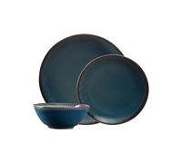 Mason Cash Reactive Blue Stoneware Dinner Set | 12-Piece Tableware Collection with Reactive Glaze Finish | Includes 4 Dinner Plates, 4 Side Plates & 4 Bowls | Dishwasher & Microwave Safe