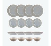 Mason Cash Reactive Linear Stoneware Grey Dinnerware Set - 16 Piece