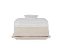 Mason Cash Rustic Charm Butter Dish Stoneware Dish with Debossed Heart Motif Elegant Matt & Gloss Finish Fits Up to 500g of Butter Durable & Dishwasher Safe