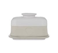 Mason Cash Rustic Charm Butter Dish Stoneware Dish with Debossed Heart Motif Elegant Matt & Gloss Finish Fits Up to 500g of Butter Durable & Dishwasher Safe