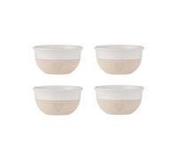 Mason Cash Rustic Charm Mini Bowls Set of 4 Stoneware Bowls with Debossed Heart Motif 150ml Capacity Ideal for Pinch Pots Dips Desserts