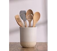 Mason Cash Rustic Charm Utensil Holder Stoneware with Debossed Heart Motif Durable Large Capacity for Kitchen Tools & Gadgets Stylish Countertop Organizer