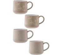 Mason Cash Set of 2 Botanical Stone Gypsophila Mug & Set of 2 Botanical Grey Olive Leaf Mug Mason Cash Multicolor