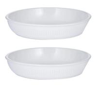 Mason Cash Set Of 2 Linear Round Pie Dish 26Cm White