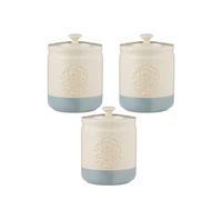 Mason Cash Set Of 3 Home To Roost Stoneware Storage Pot 16 X 11Cm - Cream & Blue Multi One Size