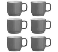 Mason Cash Set Of 6 Embossed Line Grey Mug 355Ml