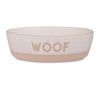 Mason Cash: Woof Dog Bowl - 5.9", 18.6oz - Cream & Tan - Durable Ceramic Food & Water Dish, Microwave & Dishwasher Safe, Pet Meal Feeding & Hydration