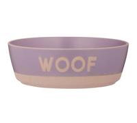 Mason Cash: Woof Dog Bowl - 7.9", 44oz - Purple & Tan - Durable Ceramic Food & Water Dish, Microwave & Dishwasher Safe, Pet Meal Feeding & Hydration