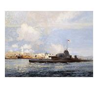 Mason HM Submarine M1 Sedd-el-bahr WWI Painting Large Wall Art Poster Print Thick Paper 18X24 Inch