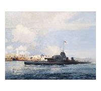 Mason HM Submarine M1 Sedd-el-bahr WWI Painting Large Wall Art Poster Print Thick Paper 18X24 Inch