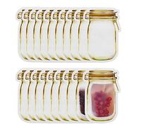 Mason Jar Bags Yellow, 40 Pcs Reusable Airtight Seal Food Storage Bags Leak-Proof Saver Bags for Travel Camping, 8 OZ