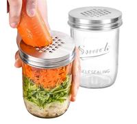 Mason Jar Cheese Grater Lid, Cheese Grater with Storage Container | Stainless Steel Mason Jar Cheese Zester | Wear-resistant Zester Tool, Portable Shredder for Home Restaurant