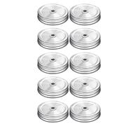 Mason Jar Drinking Lids - 70MM Canning Jar Caps with Straw Holes | Suitable for Drinking Tea, Coffee, Soda, Safe and Reusable to Use, Leak Proof with Silicone Sealing Rings