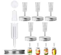 Mason Jar Fermentation Lids Plastic Fermentation Kit Includes 6 Fermenting Lids and 6 Airlocks 2.76" Regular Mouth (Jars Not Included)
