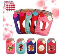 Mason Jar Happy Valentines Day Cards, 50 Pack Valentines Day Cards for Kids School, Funny Valentine Exchange Cards for Boys Girls Toddler School Class Classroom Party Favors (50pcs)