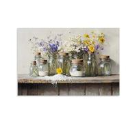 Mason Jar Kitchen Wall Art Hanging Paintings, Vintage Rustic Spice Culinary Still Life Canvas, Farmhouse Art Print for Dining Room Restaurant Interior Wall Decor 08x12inch(20x30cm)
