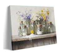 Mason Jar Kitchen Wall Art Hanging Paintings, Vintage Rustic Spice Culinary Still Life Canvas, Farmhouse Art Print for Dining Room Restaurant Interior Wall Decor 08x12inch(20x30cm)