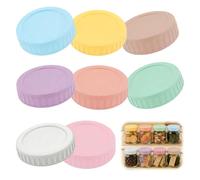 Mason Jar Lids for Food Storage - 8 Pack 70mm Colored Plastic Canning Lids with Silicone Gasket - Regular Mouth Jar Lids for Ball Kerr Glass Jars - Leak Proof Storage Caps