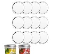 Mason Jar Lids - Wide Mouth Glass Lids | Pack of 10 Ball Jar Lids and Regular Mouth Ring Glass Cap Cover with Sealing Rings Leakproof and Reusable in Multiple