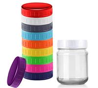 Mason Jar Lids, Wide Mouth Lid Canning Jar Lids Reusable Plastic Storage Caps for Mason Jars Colored Screw Caps with Silicone Gasket,10PCS