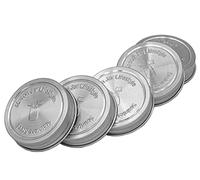 Mason Jar Lifestyle Rustproof Stainless Steel Storage Lids with Silicone Seals (Pack of 5, Regular Mouth)