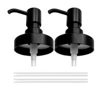 Mason Jar Liquid Soap Dispenser Lids and Pump, Modern Farmhouse Decor for Kitchen Sink& Bathroom, Liquid Soap Pumps for Hand Soap, Dish Soap, Lotions(Black Matte, 2 Pack)