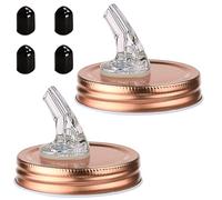 Mason Jar Pour Spout, For Spout Spouting Lid Mason Jars Regular Spout Size 70mm Dispenser Sprouting Lid Leak Proof 2 Pack + 4 Caps(rose gold) (2 rose gold)