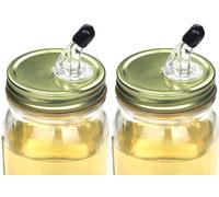 Mason Jar Pour Spouts. free flow Mason Jar Pour Spouts, mason jar for spout regular mouth size 70mm dispenser germination cover. Suitable for any liquid. Leak-Proof,Gold (2-Pack + 2 Black Lid Caps)