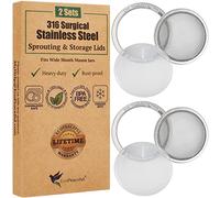Mason Jar Sprouting Lids - 316 Surgical Stainless Steel Sprouting Lids for Wide Mouth Mason Jars- Rust-Proof, BPA-free - Curved Mesh Lids for Canning Jars (Wide Mouth)