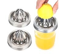 Mason Jar Stainless Steel Juicer Lid (2 Pieces), Citrus Reamer for Wide Mouth Mason Jar Lemon Juicer Manual Citrus Juicer.