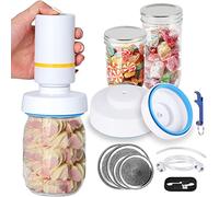 Mason Jar Vacuum Sealer Kit: Electric Jar Vacuum Pump With Wide Regular Mouth Mason Jars Compatible with Food Saver Vacuum Sealer Machine Canning Sealer with Jar Attachment 2 Hose for Food Storage