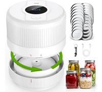 Mason Jar Vacuum Sealer Kit, Electric Mason Jar Sealer for Wide & Regular Mouth Mason Jars, Ideal for Pickles, Jam, Salad, Overnight Oats, Dry Food and Meal Prep Storage (White)