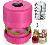 Mason Jar Vacuum Sealer Kit, Electric Mason Jar Sealer for Wide & Regular Mouth Mason Jars, Ideal for Pickles, Jam, Salad, Overnight Oats, Dry Food and Meal Prep Storage (Berry)