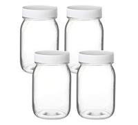 Mason Jars 16 oz Regular Mouth (4 Pack) Clear Glass with Plastic Lids for Sealing, Canning Jars for Food Storage, Overnight Oats, Dry Food, Snacks, Candies, DIY Project.